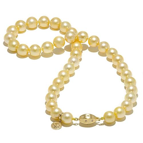 South Sea Golden Pearl Strand with Diamonds in 14K Yellow Gold (10-11mm)