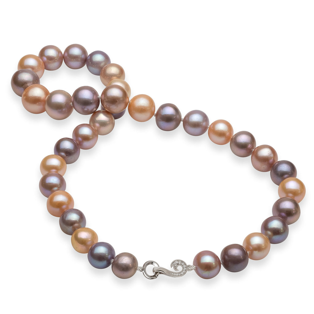 Freshwater Pearl (9-13mm) Strand in 14K White Gold with Diamonds 006-15006