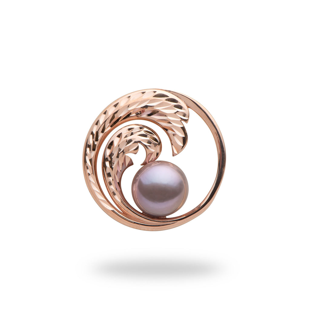Purple pearl wave pendant in rose gold