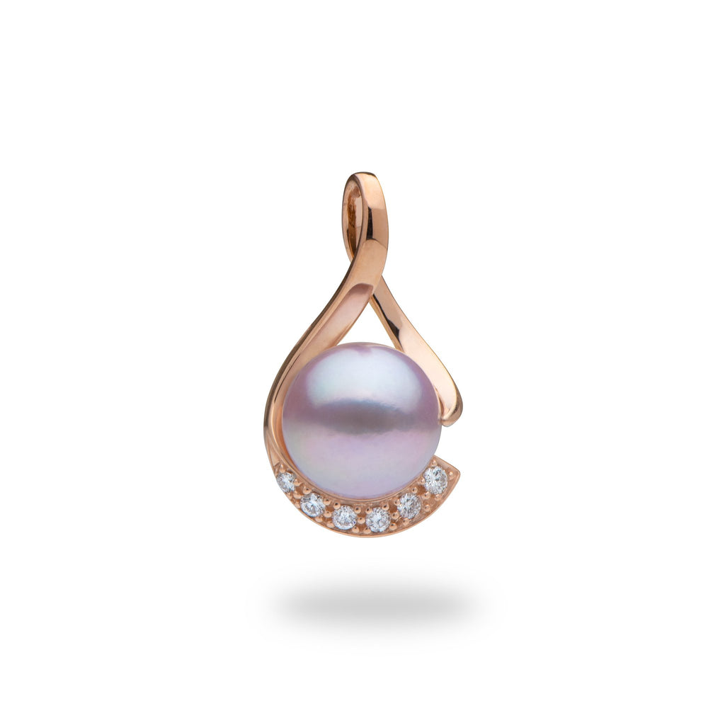 Lavender Freshwater Pearl (12-13mm) Pendant with Diamonds in 14K Rose Gold with Diamonds-006-15052