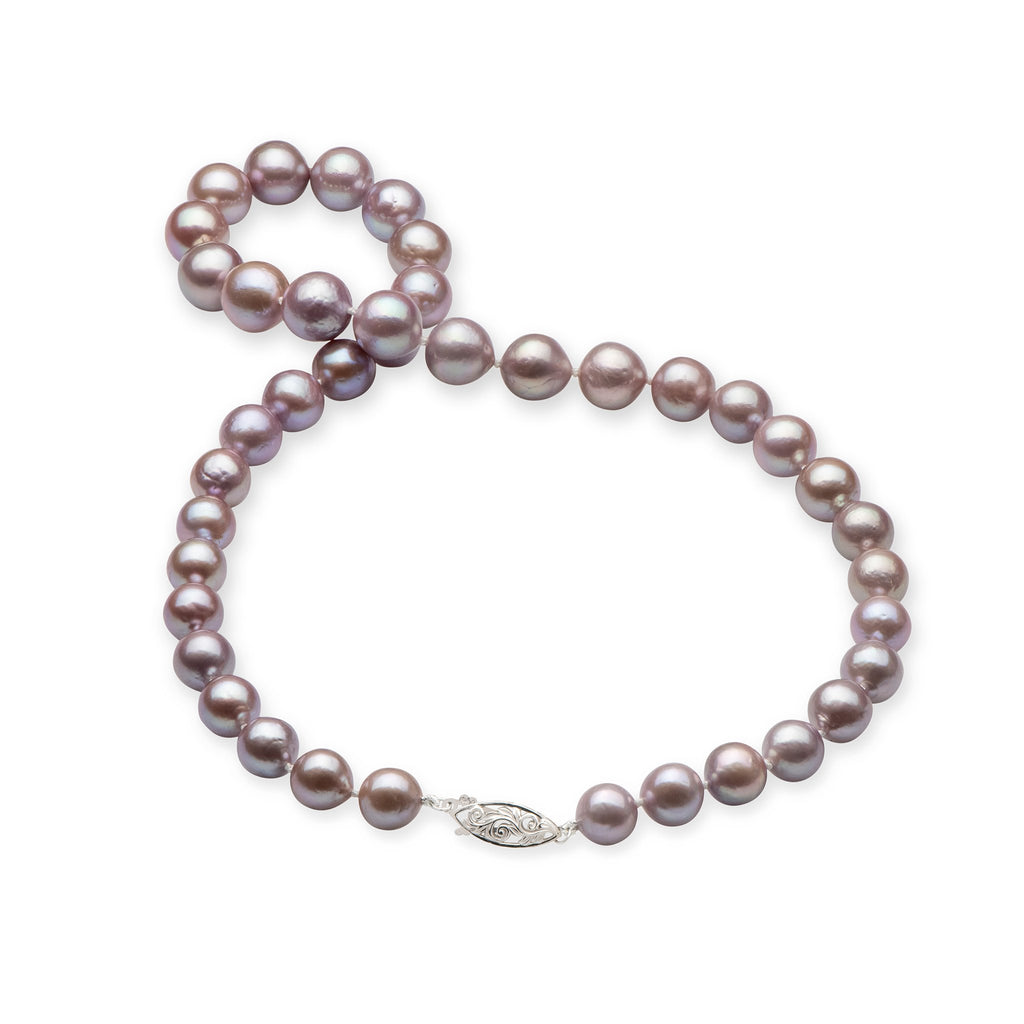 Lilac Freshwater Pearl (9-11mm) Strand in 14K White Gold 006-15064