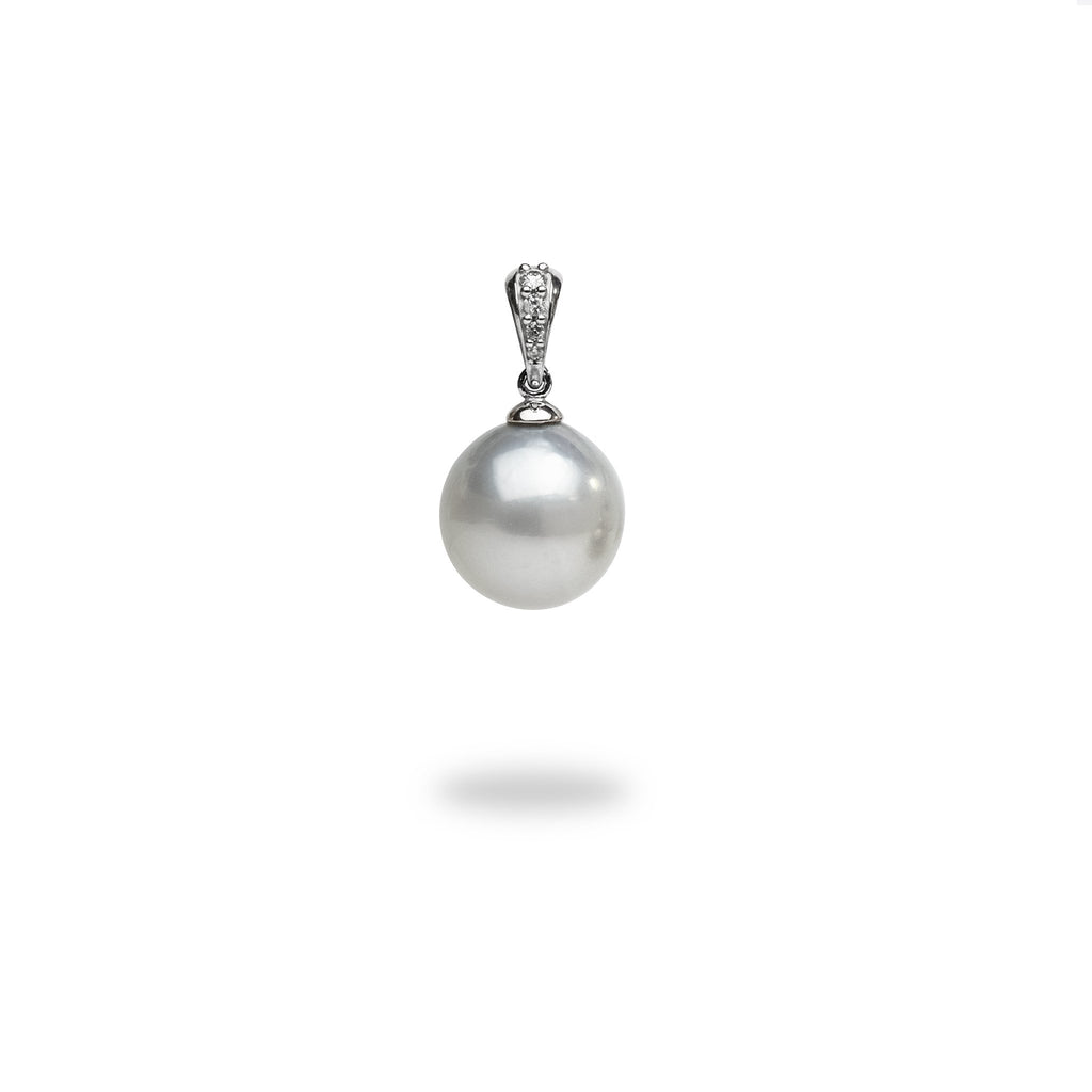 South Sea Silver Pearl Pendant with Diamonds in 14K White Gold