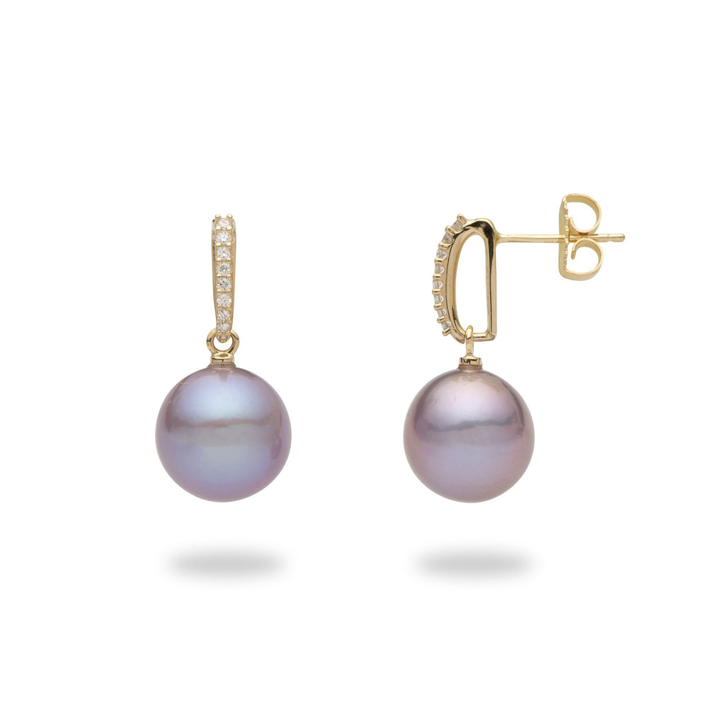 Purple pearl earrings