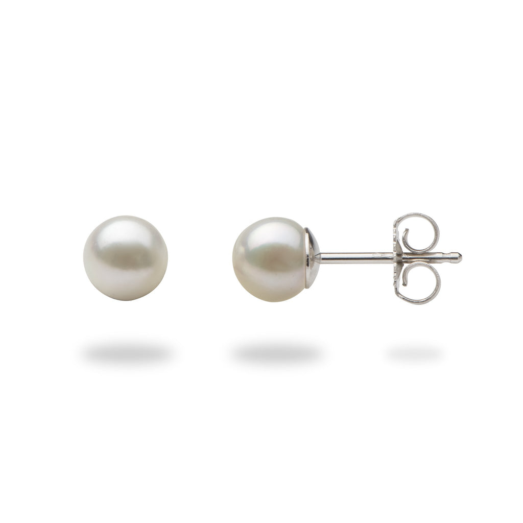 Akoya White Pearl Earrings in 14K White Gold-006-15240