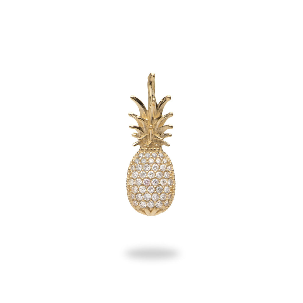 Yellow gold pineapple pendant with diamonds