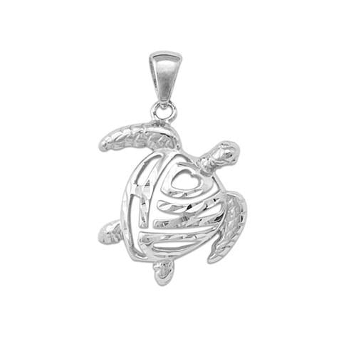 Honu Turtle Pendant in 14K White Gold - Extra Extra Small