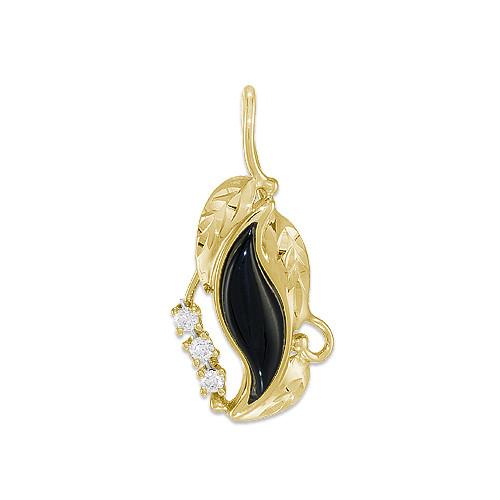 Black Coral Paradise Pendant with Diamonds in 14K Yellow Gold