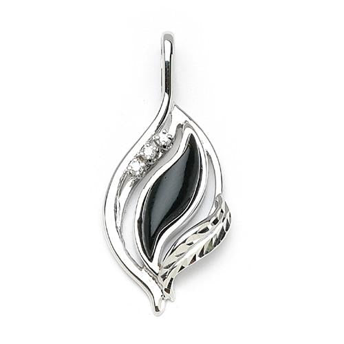 Black Coral Paradise Pendant with Diamonds in 14K White Gold