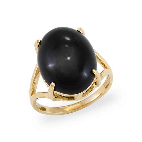 Black Coral Ring in 14K Yellow Gold