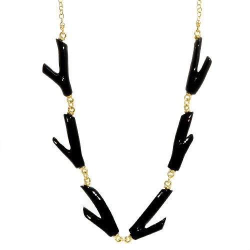 Black Coral Necklace in 14K Yellow Gold