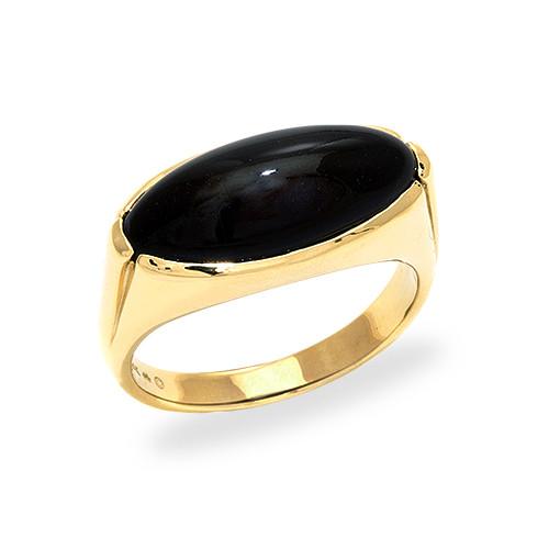 Black Coral Ring in 14K Yellow Gold