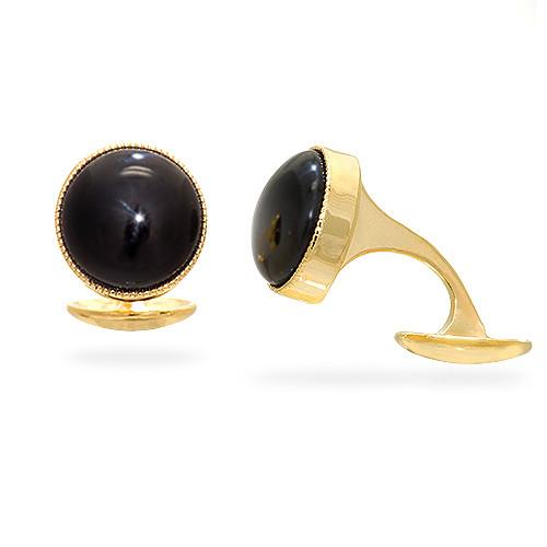 Black Coral Cufflinks in 14K Yellow Gold - 10mm