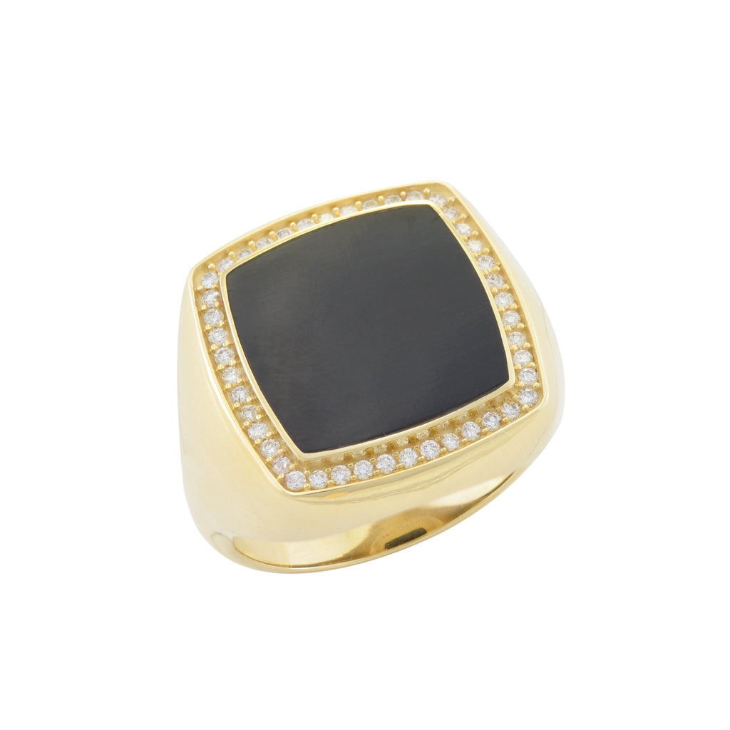 Black Coral Ring in 14K Yellow Gold with Diamonds-015-06924