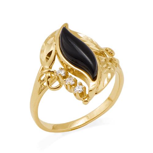 Black Coral Paradise Ring in 14K Yellow Gold with Diamonds-015-49638