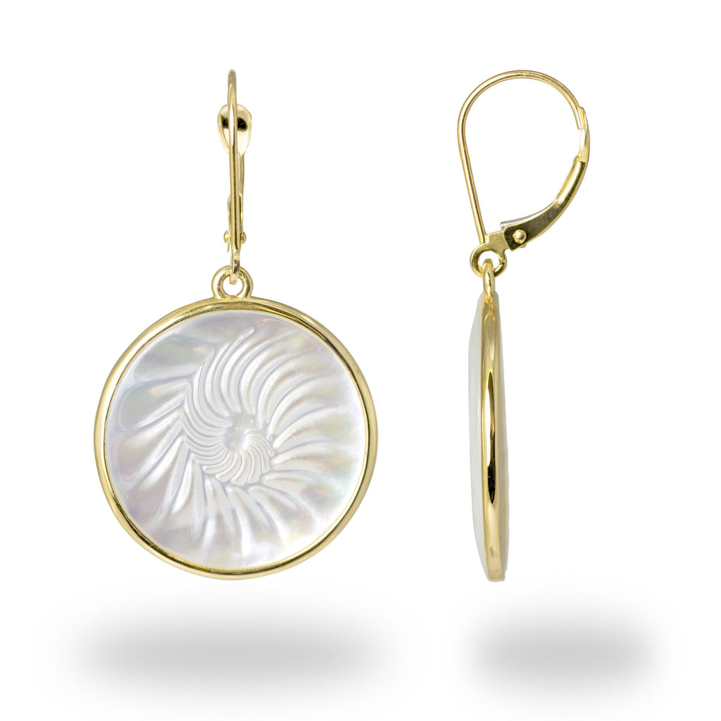 Nautilus Mother of Pearl Earrings in 14K Yellow Gold - 22mm 031-00224