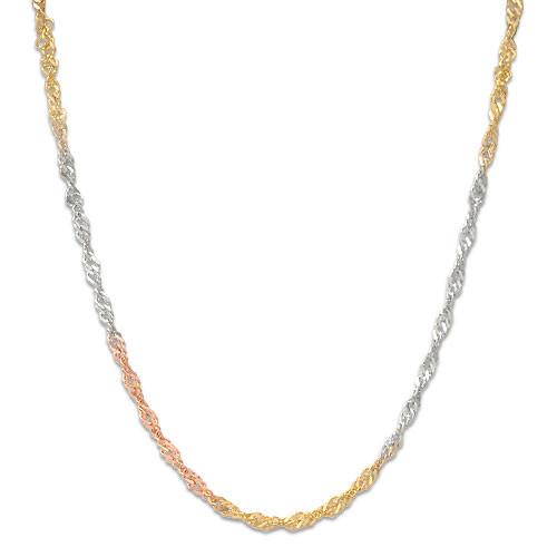 18" 1.2MM Singapore Chain in 14K Tri-color Gold