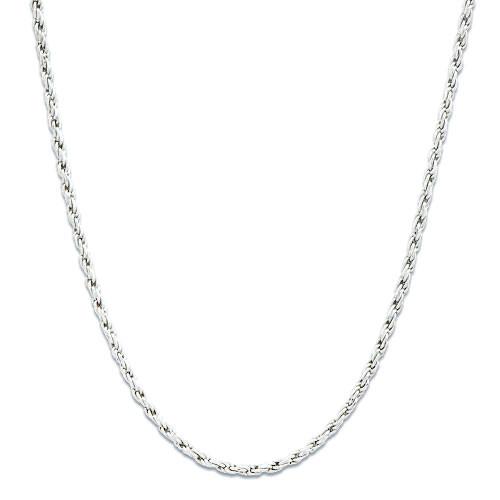 16"-22" Adjustable 1MM Rope Chain in 14K White Gold