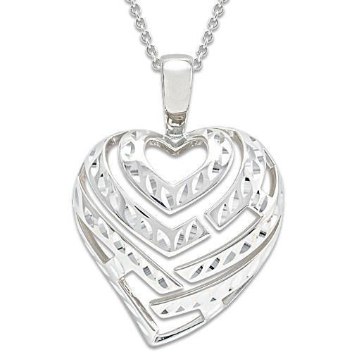 Aloha Heart Necklace in Sterling Silver - 30mm