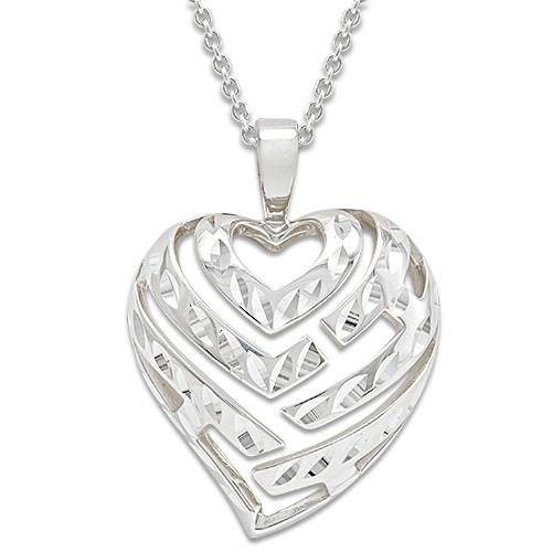 Aloha Heart Necklace in Sterling Silver - 24mm
