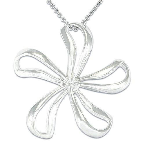 Plumeria Necklace in Sterling Silver - 38mm