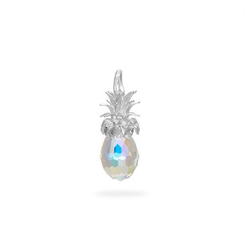 Crystal Pineapple Charm/Pendant in Sterling Silver