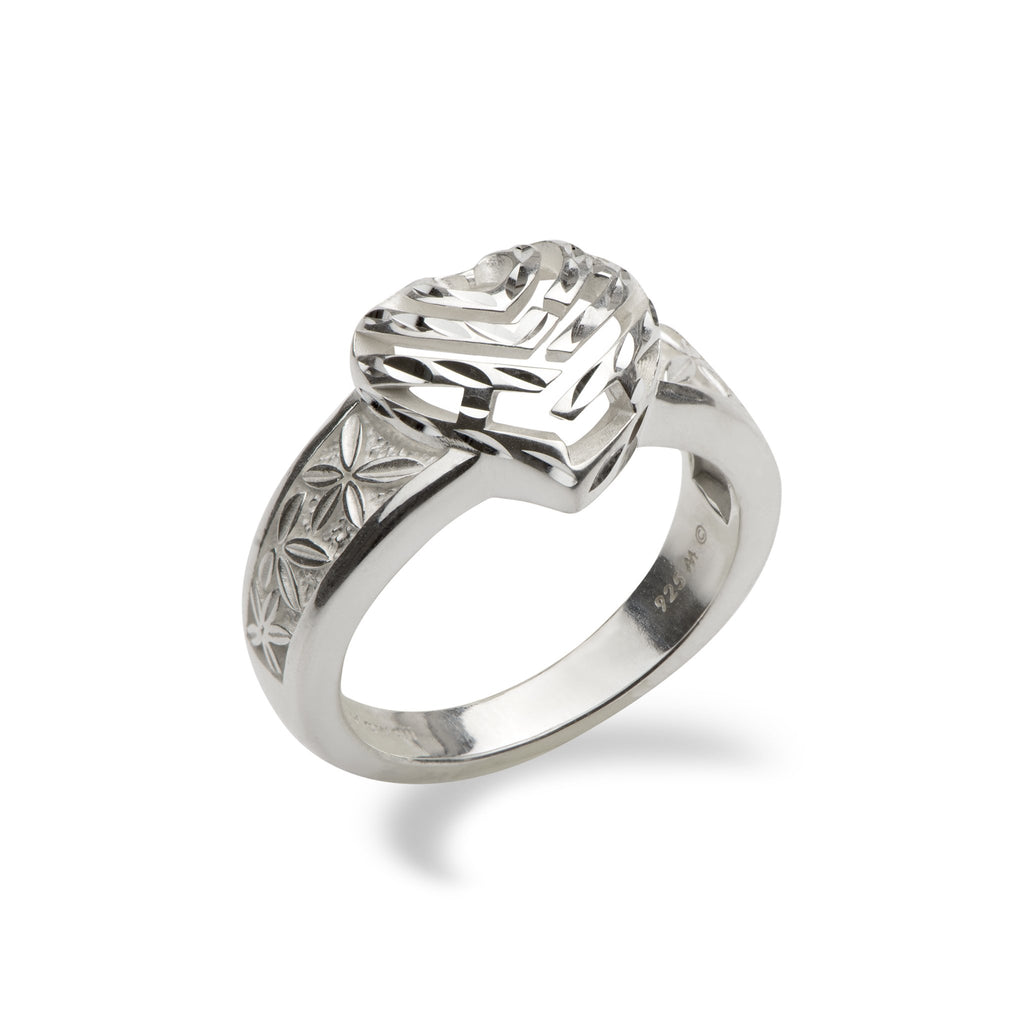 Silver aloha heart ring