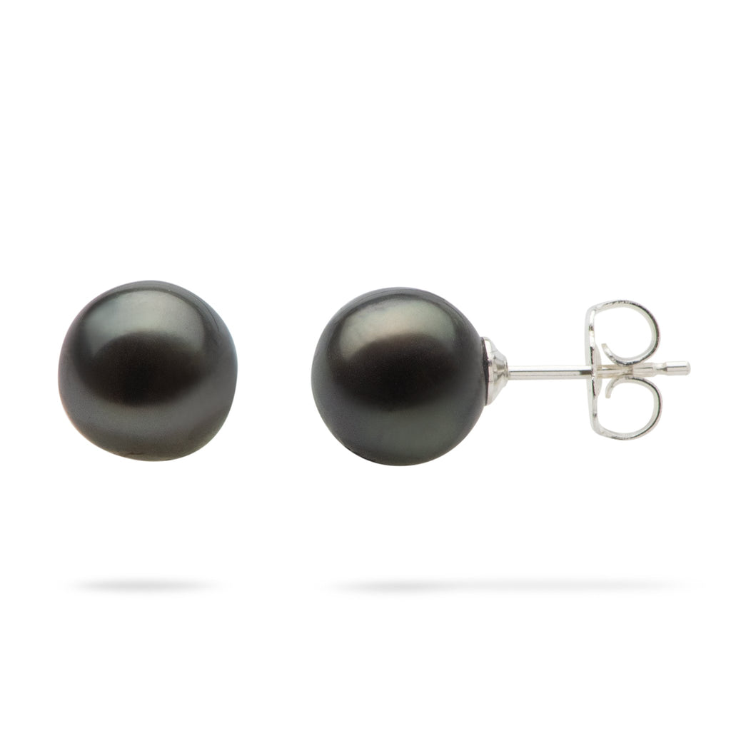 Tahitian Black Pearl (7-8mm) Earrings in Sterling Silver-041-10213