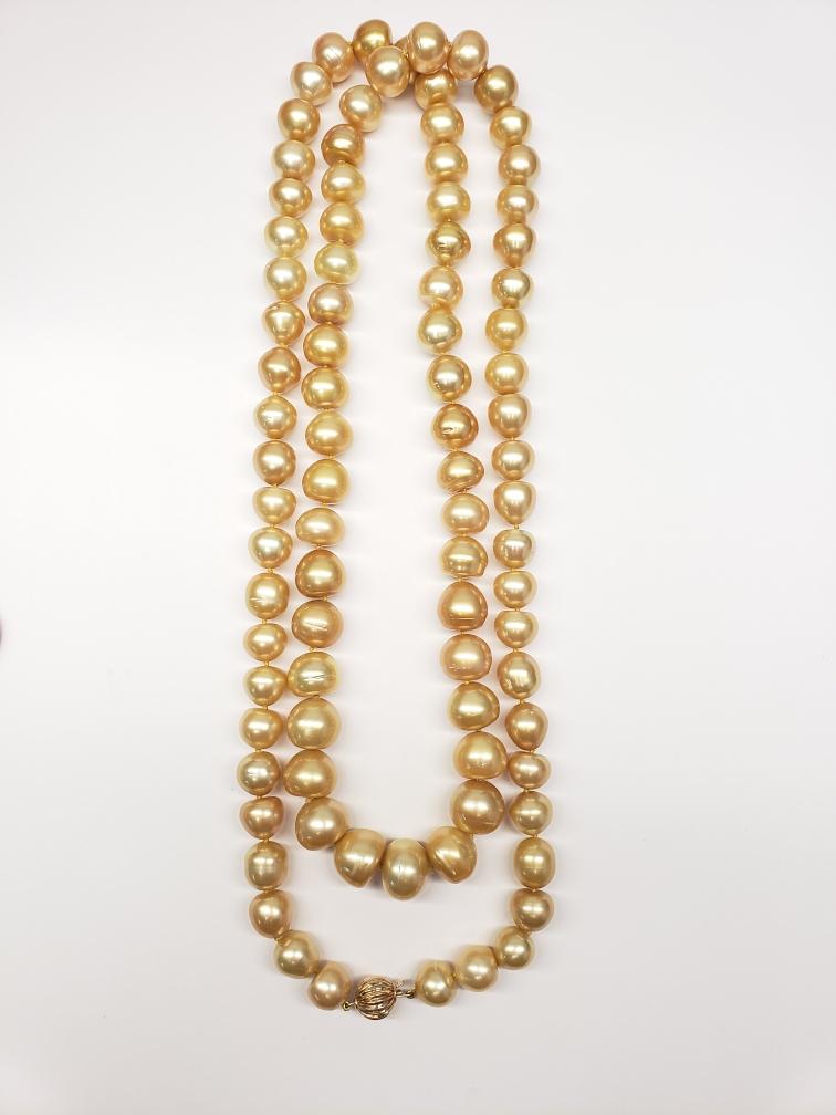 South Sea Golden Pearl Strand in 14K Yellow Gold (10-15mm)