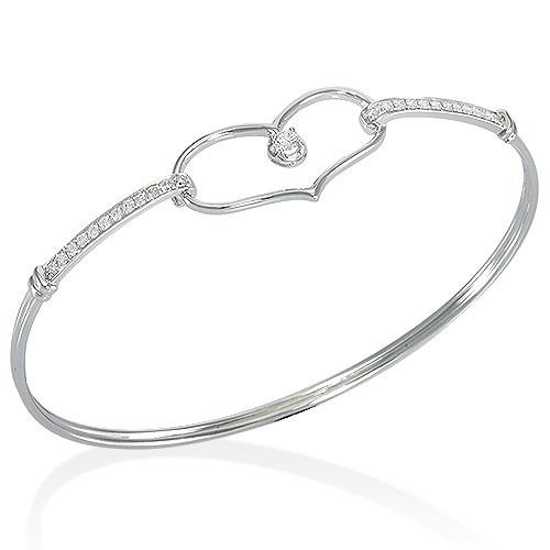 Diamond Heart Bracelet in 14K White Gold - Size 7
