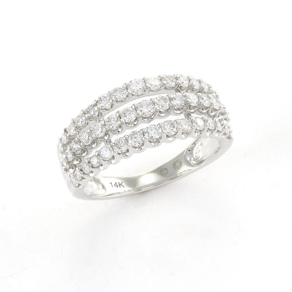 Three-rows Diamond Ring in 14k White Gold-047-57218