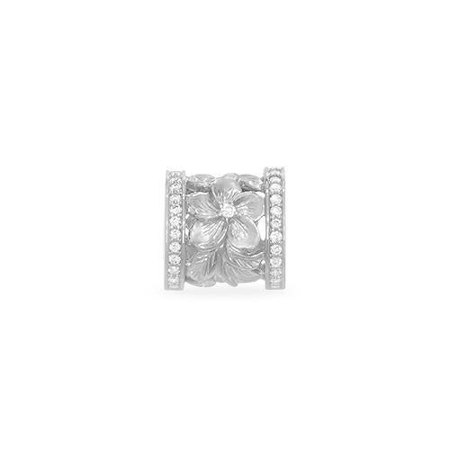 Plumeria Scroll 12mm Slide Pendant with Diamonds in 14K Whte Gold 074-00659