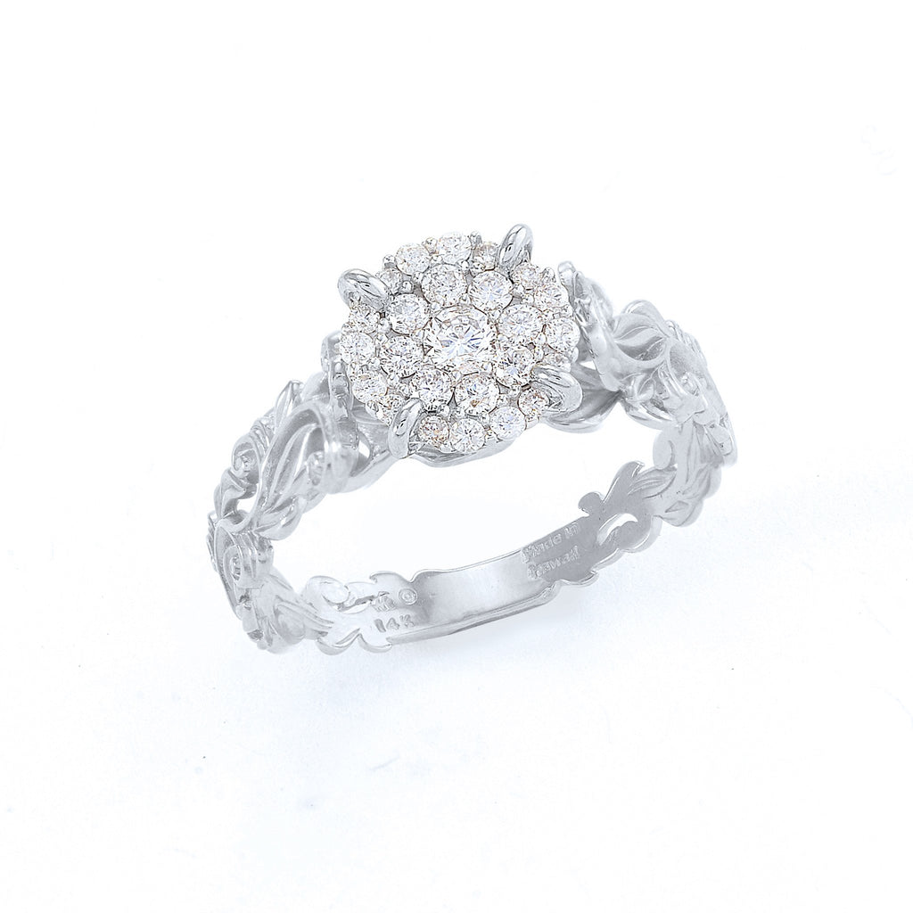 Engagement Living Heirloom Ring with Diamonds in 14K White Gold 074-00686