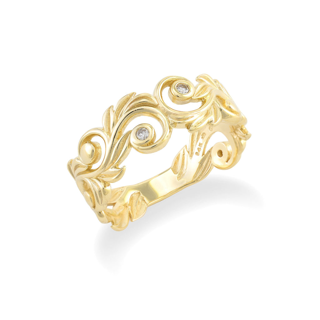 Living Heirloom 8mm Ring with Diamonds in 14K Yellow Gold 074-00690
