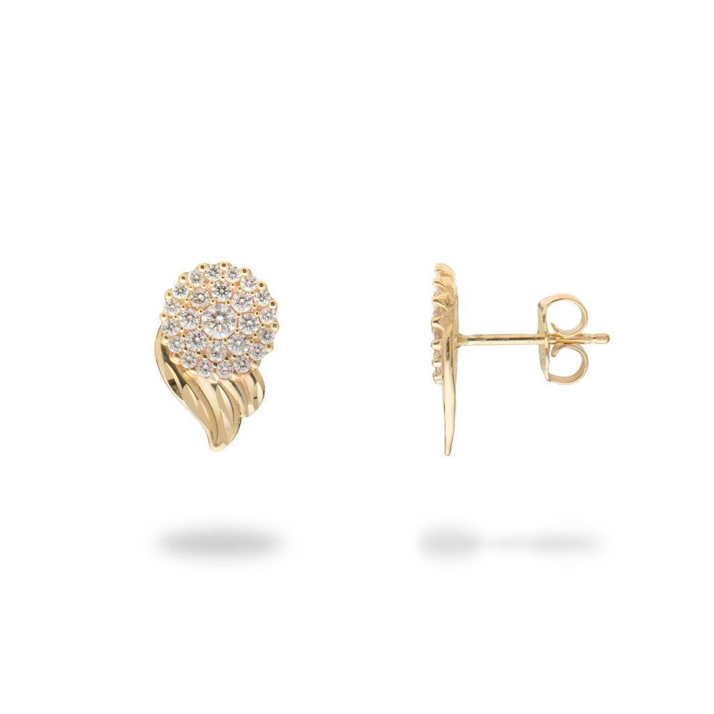 Gold maile diamond earrings