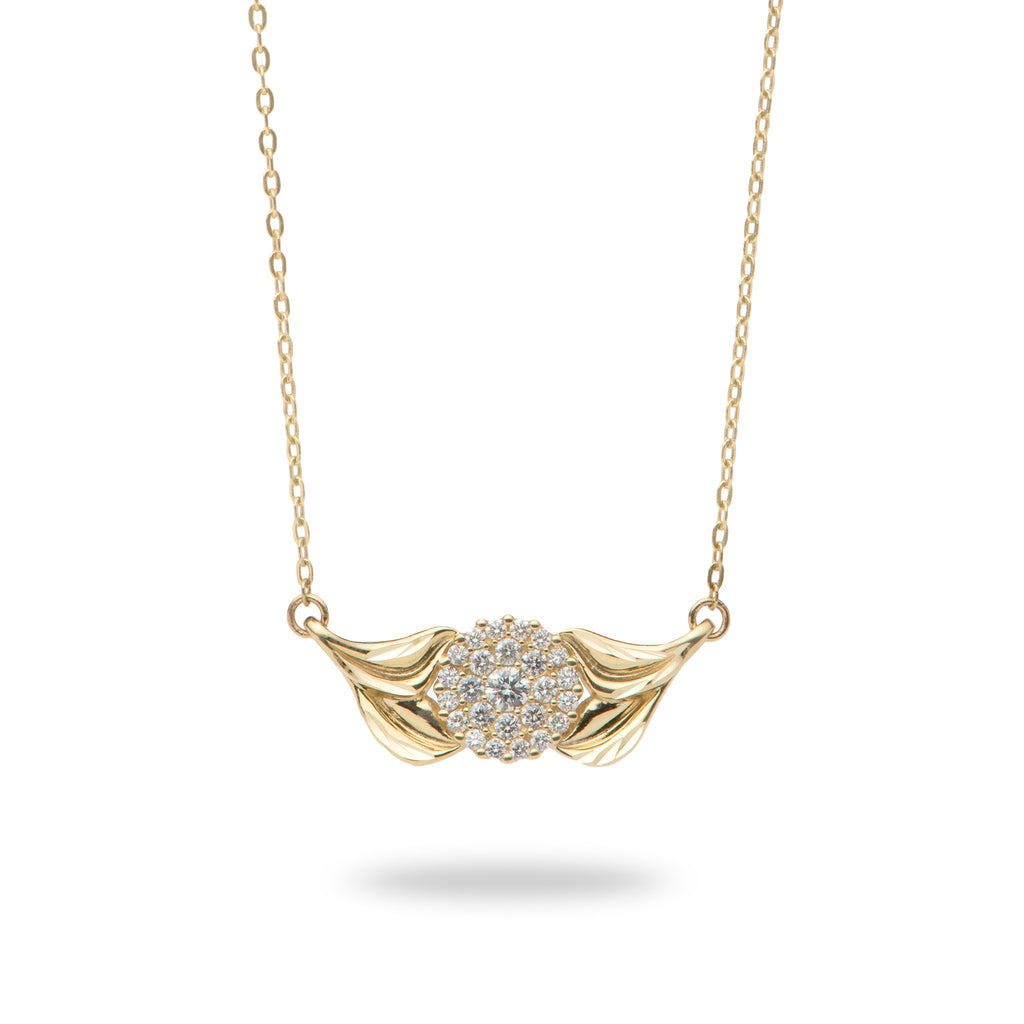 Gold maile necklace with diamonds