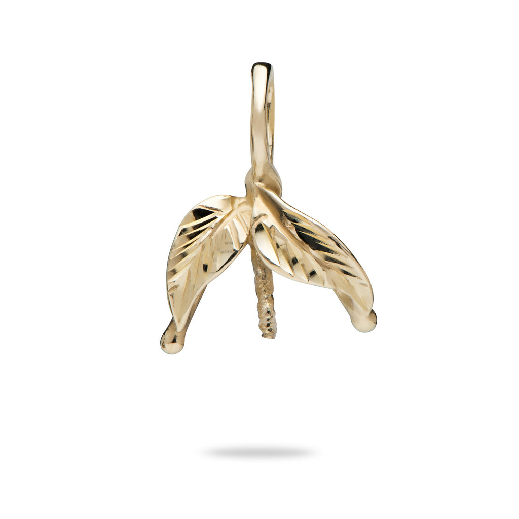 Maile Leaves Pendant Mounting in 14K Yellow Gold 076-00111