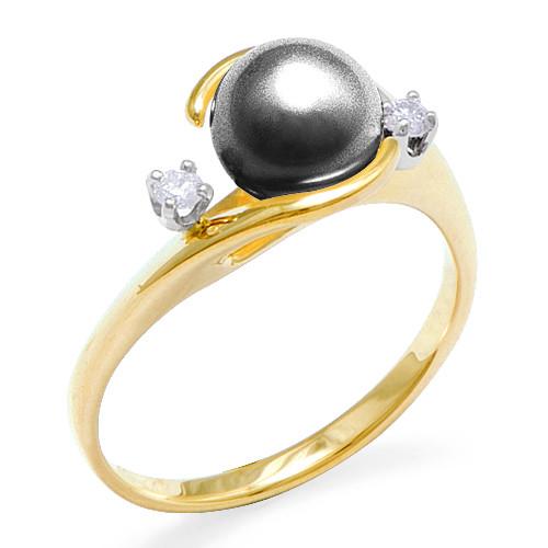 Pick a Pearl Ring with Diamonds in 14K Yellow Gold 076-00012 Black