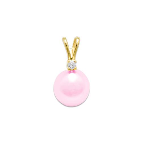 Pick A Pearl Pendant with Diamonds in 14K Yellow Gold 076-00103 Pink