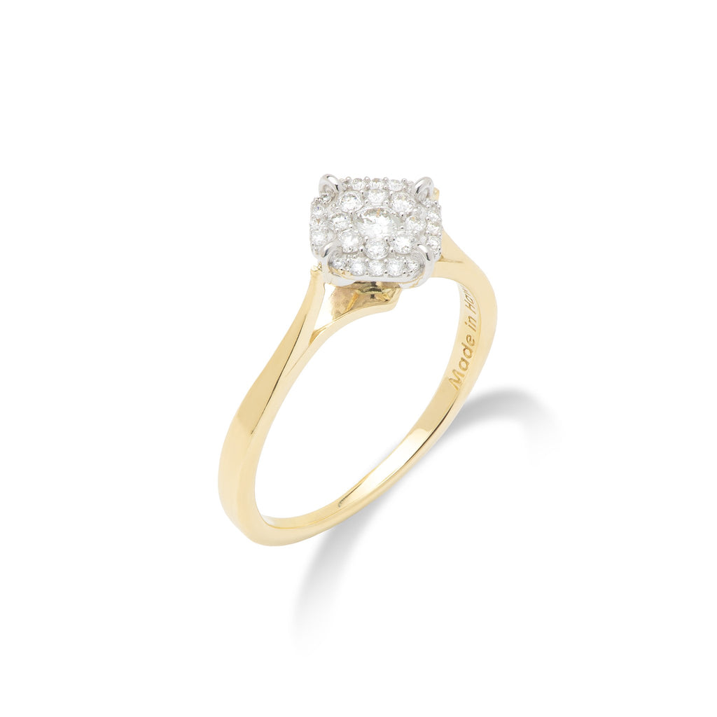 Diamond Cluster Ring in 14K Yellow and White Gold