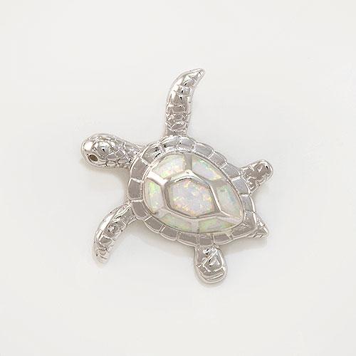 Honu (Turtle) Pendant in Sterling Silver with  Opal