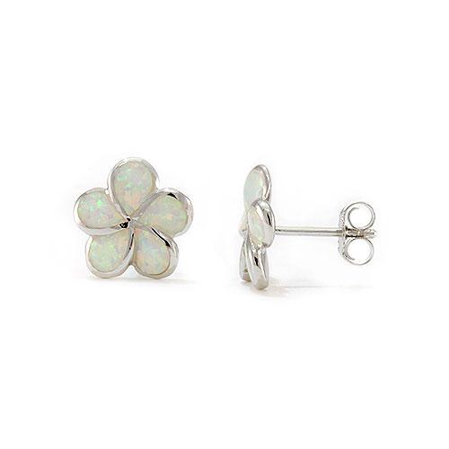 Plumeria Opal Earrings in Sterling Silver l-093-04907