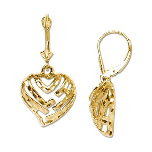 Aloha Heart Earrings in 14K Yellow Gold - 15mm