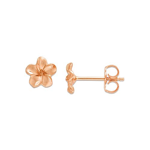Plumeria Earrings in 14K Rose Gold - 7mm