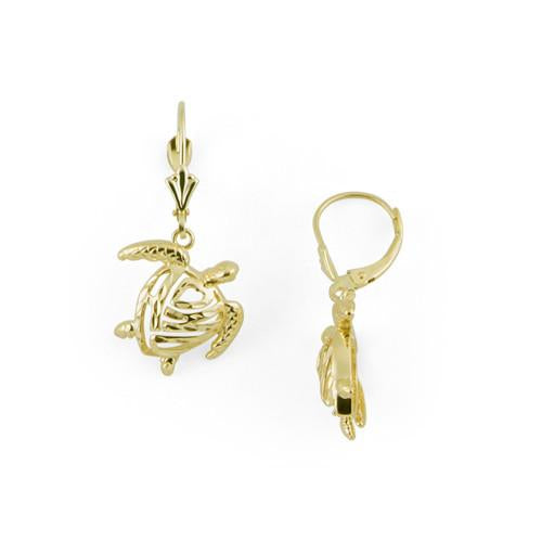 Honu Turtle Earrings in 14K Yellow Gold - Extra Extra Small
