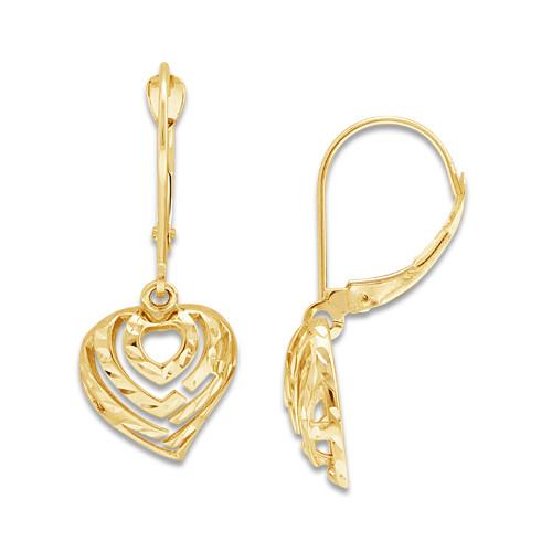 Aloha Heart Earrings in 14K Yellow Gold - 11mm