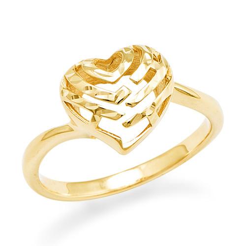 Aloha Heart Ring in 14K Yellow Gold - 11mm