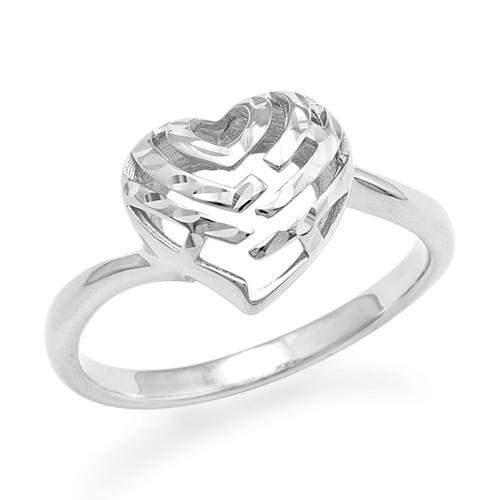 Aloha Heart Ring in 14K White Gold - 11mm