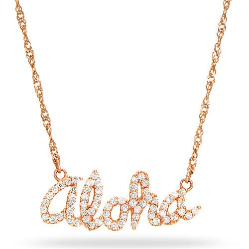 Aloha Necklace with Diamonds in 14K Rose Gold - Small