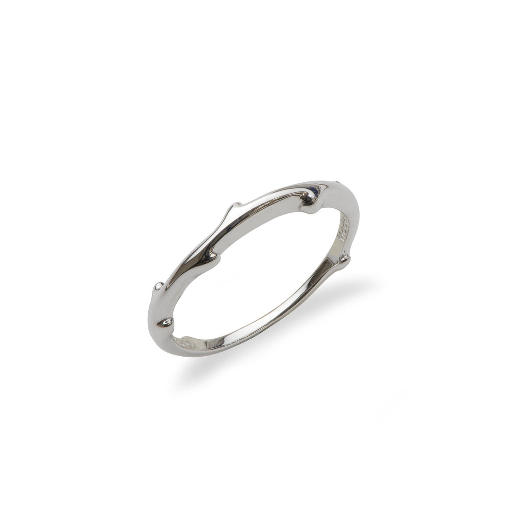 Hawaiian Heritage Bypass Ring in 14K White Gold (Stackable)-100-01878