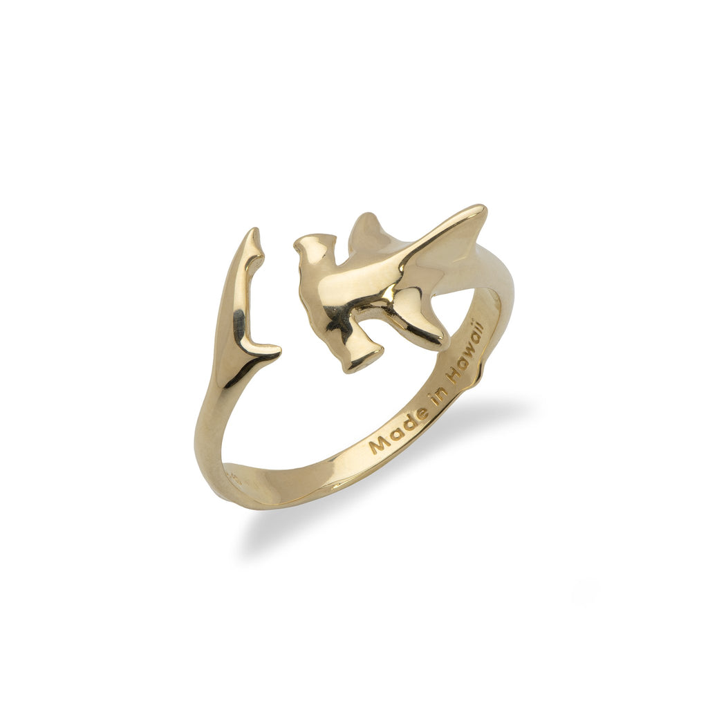 Maui Divers Jewelry HAMMERHEAD SHARK RING IN 14K YELLOW GOLD
